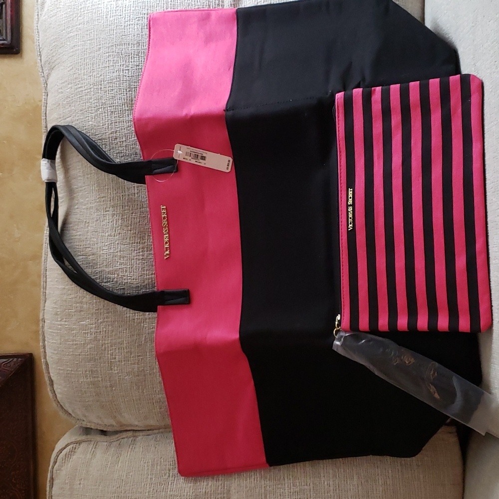 Victoria Secret Pink/Black Tote New with Tags 🥳 - Picture 1 of 16